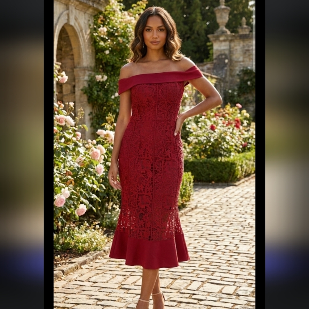 Jarlo Ruby Lace Midi Dress